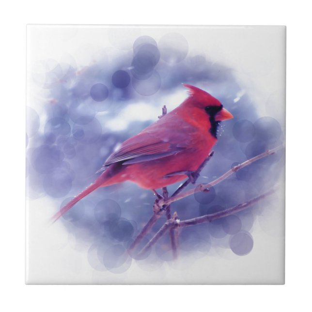 Red Cardinal in the Blizzard Tile (Front)