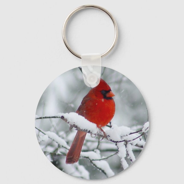 Red Cardinal in the Snow Keychain (Front)