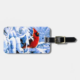 Red Cardinal In the Winter Snow Luggage Tag