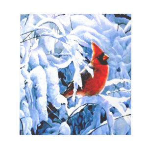 Red Cardinal In the Winter Snow Notepad