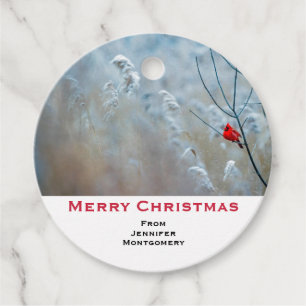 Red Cardinal in Winter Nature Photo Christmas Favour Tags