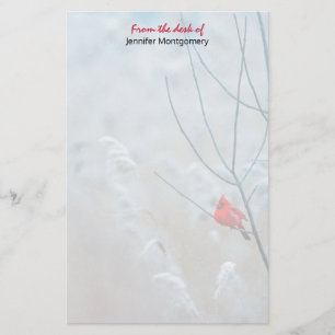 Red Cardinal in Winter Nature Photo Christmas Stationery