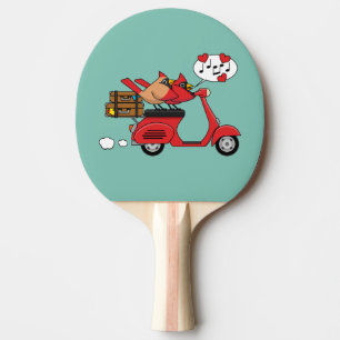 Red Cardinal Lovers on Scooter Ping Pong Paddle