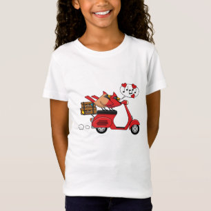 Red Cardinal Lovers on Scooter T-Shirt