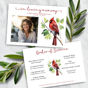 Red Cardinal Memorial Funeral Program Invitation