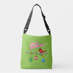 Red Cardinal on Christmas Bare Branch - Merry Xmas Crossbody Bag