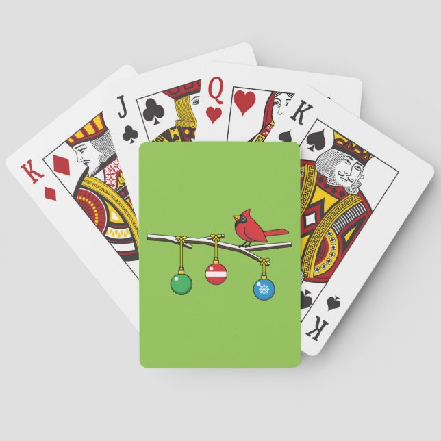 Red Cardinal on Christmas Bare Branch Playing Cards (Back)