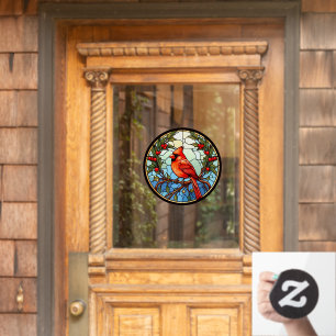 Red Cardinal Perched In A Tree Faux Stained Glass