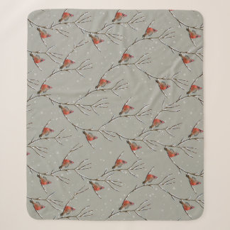 Red Cardinal Perched on a Tree Branch Sherpa Blank Blanket