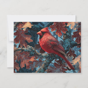 Red Cardinal Perched on Branch Postcard
