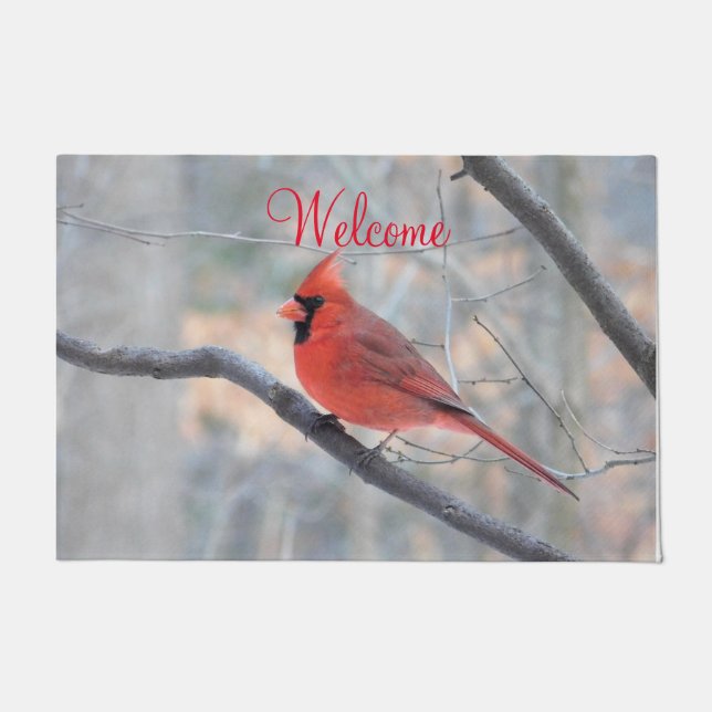Red Cardinal Profile Doormat (Front)