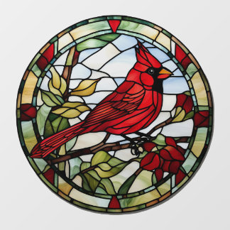 Red Cardinal Stained Glass Woodland Bird