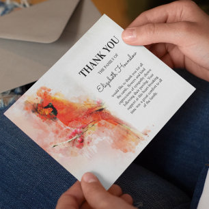Red Cardinal Sympathy Funeral Thank You Card
