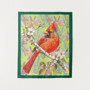 red cardinal tapestry