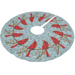 Red Cardinal , the bird of Christmas Brushed Polyester Tree Skirt