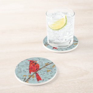 Red Cardinal , the bird of Christmas Coaster