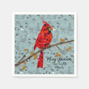 Red Cardinal , the bird of Christmas Napkin