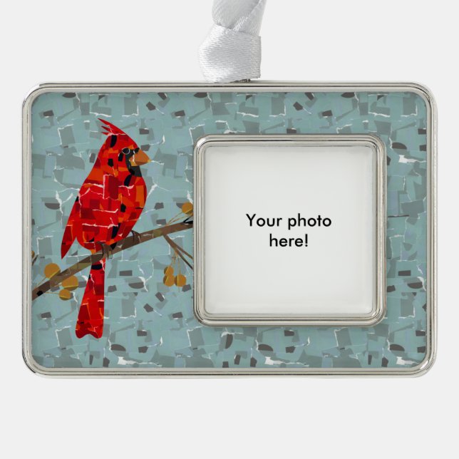 Red Cardinal , the bird of Christmas Silver Plated Framed Ornament (Front)