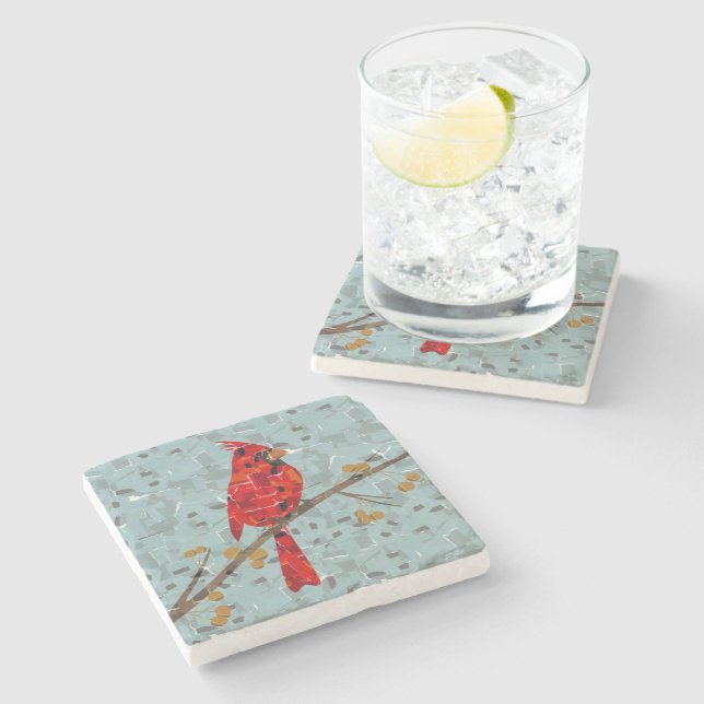 Red Cardinal , the bird of Christmas Stone Coaster (Side)