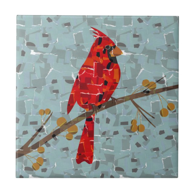 Red Cardinal , the bird of Christmas Tile (Front)