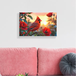 Red Cardinal Vibrant Bird Canvas Print