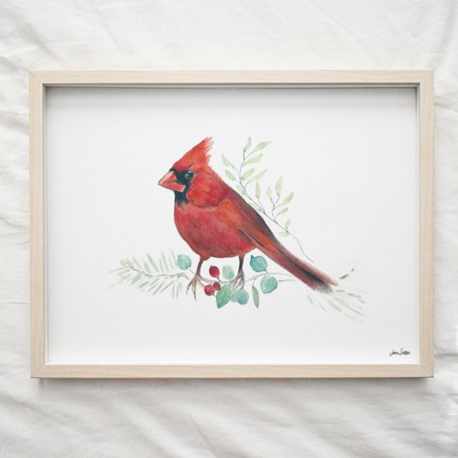 Red Cardinal Watercolor Art Poster (Creator Uploaded)