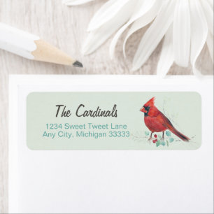 Red Cardinal Watercolor Art Return Address Label