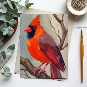 Red Cardinal Watercolor Painting Postcard