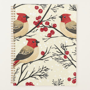 Red Cardinal Winter Berry Christmas Pattern Planner