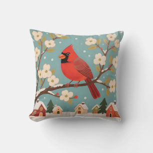 Red Cardinal Winter Branch Cushion