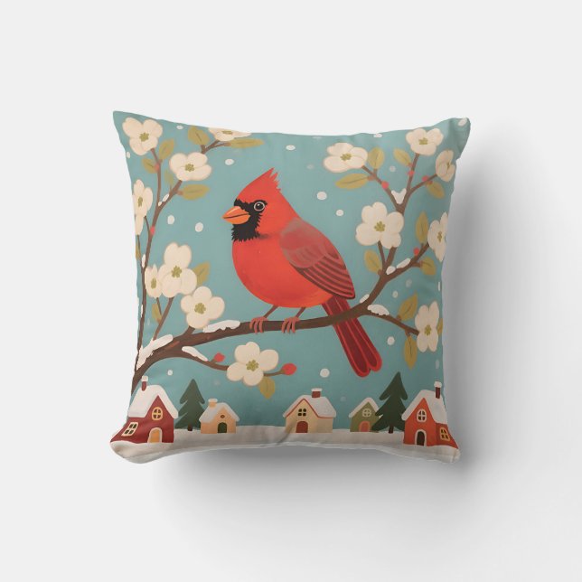 Red Cardinal Winter Branch Cushion (Front)
