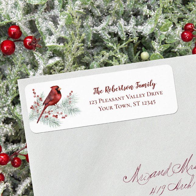 Red Cardinal Winter Christmas Return Address (Creator Uploaded)