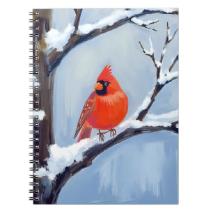 Red Cardinal   Winter Holiday Watercolor Painting Notebook