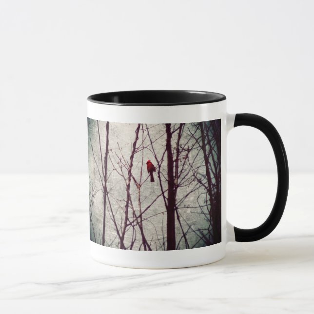 red cardinal -winter scene mug (Right)