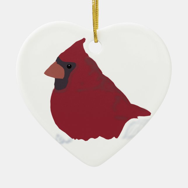 Red Cardinal Winter Snow Ceramic Tree Decoration (Front)
