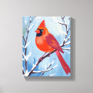 Red Cardinal   Winter Watercolor Holiday Canvas Print
