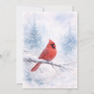 Red Cardinal Winter Watercolor Holiday Card