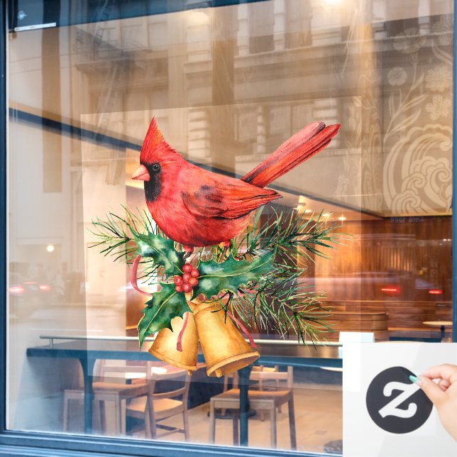 Red Cardinal With Christmas bells (Cafe Window)