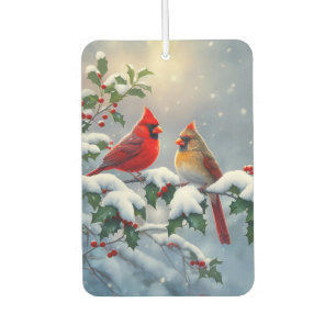 Red Cardinals and Holly in Snow Car Air Freshener