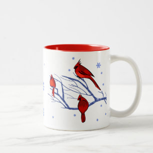 Red Cardinals Christmas Gift  Two-Tone Coffee Mug