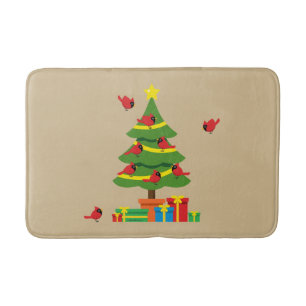 Red Cardinals - Christmas Merrier Spent Together Bath Mat