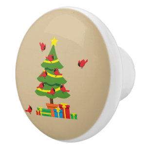 Red Cardinals - Christmas Merrier Spent Together Ceramic Knob