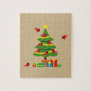 Red Cardinals - Christmas Merrier Spent Together Jigsaw Puzzle