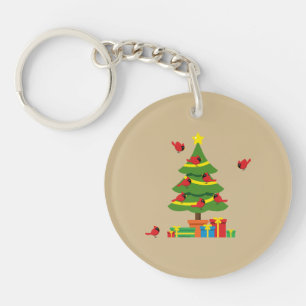 Red Cardinals - Christmas Merrier Spent Together Key Ring