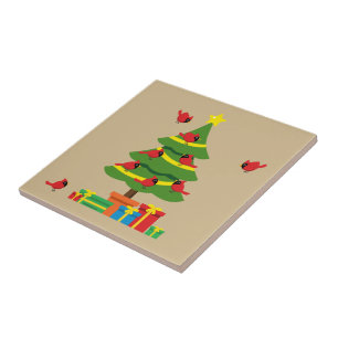 Red Cardinals - Christmas Merrier Spent Together Tile