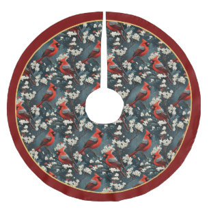Red Cardinals Christmas Tree Skirt