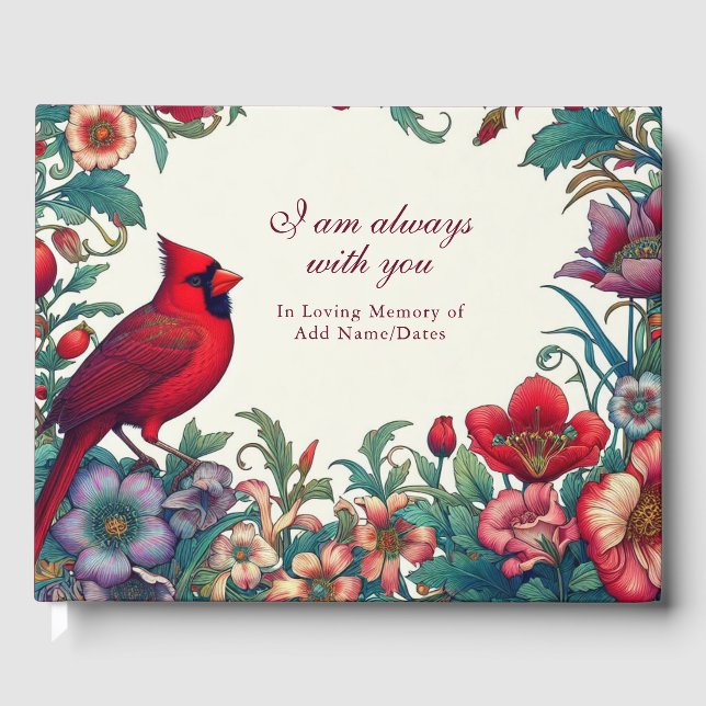 Red Cardinals Funeral Memorial Celebration Life Guest Book (Front)