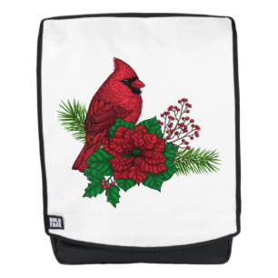 Red Cardinals on Christmas decoration Backpack