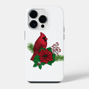 Red Cardinals on Christmas decoration iPhone 14 Pro Case