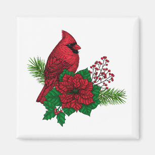 Red Cardinals on Christmas decoration Magnet